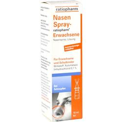 Eine Packung Nasenspray für Erwachsene und Schulkinder gegen Schnupfen.
